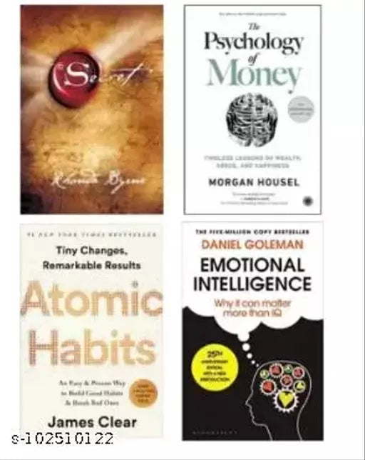 Combo Of Best Sseller Books: Thee Secret + Psycholoogy Of Moneyyy + Emotional Intelligence + ATOMIC HABIT BY JAMES CLEAR   (Paperback  Rhonda Byrne  Morgan Housel)