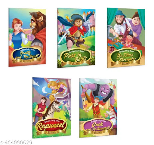 Jack and the Beanstalk  Puss in Boots  The Elves and the Shoemaker  Rapunzel and Beauty and the Beast - Golden Fairy Tales : Classic Fairy Tales for Children  Children's Storybooks - Pack of 5 Books