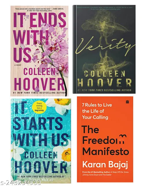 IT END WITH US BY COLLEEN HOOVER  + IT STARTS WITH US BY COLLEEN HOOVER  + VERITY BY COLLEEN HOOVER + THE   MANIFESTO BY KARAN