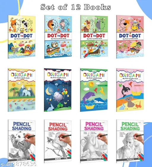 My First Book of Activity Workbook with Fun Exercises : Activity book for toddlers  Early learning activity book  Kids drawing and shading book - Pack of 12 Activity books