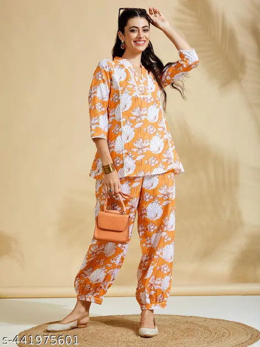 Women's Poly blend  Floral Lace Co-Ord Set
