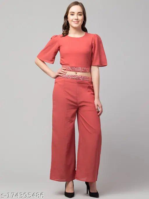 Stylish Solid Top and Plazzo Co-ords