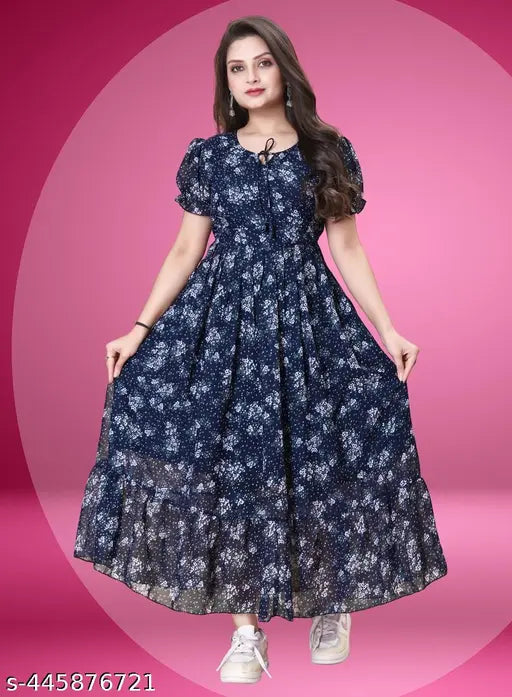 Trendy Latest Maxi Printed Women Dress