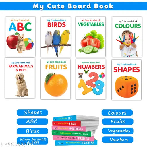 First Board Book All In One Learning Book For Children - Educational picture books  Pocket books for children  kids learning books - Pack of 8 books