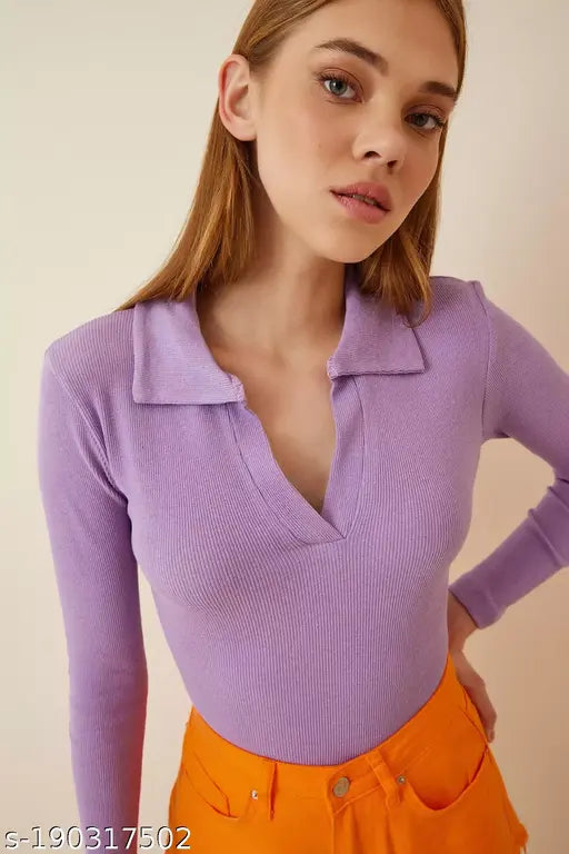 Polo Full Sleeve Ribbed top