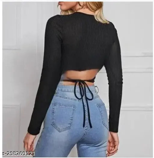 Round Neck Full Sleeve back String Top