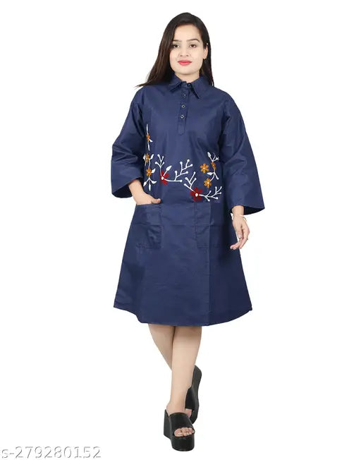 Woman Denim Embroided Kurti