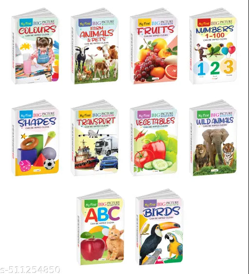 My First Big Picture Board Book ABC  Numbers 1-100  Fruits  Vegetables and more : Fun educational picture books  Best board books for toddlers  Number learning board books - Pack of 10 board books