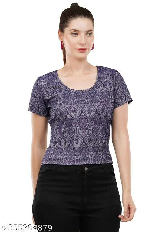 Womens Jacquard Regular  Top/ Stylish Latest Printed Tops for Women