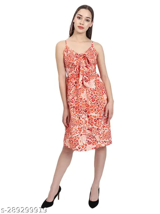Nature Craft Women Multicolor Crepe stripe shoulder Floral Print A-Line Dress