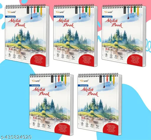 A4 Premium Sketch Book : Set of 5 Artist Sketch Pads  36 sheets sketch book for Drawing and Doodling  Top Spiral-Bound Sketchpad for Artists