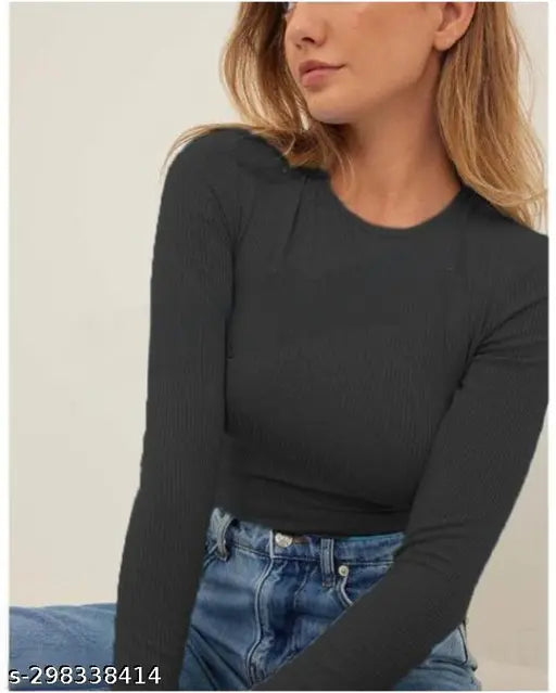Deep Neck Short Sleeve Contrast Top