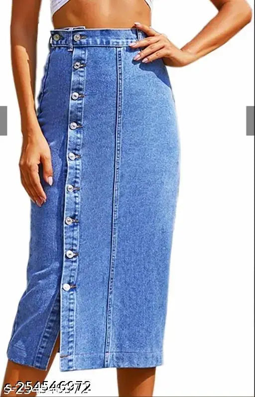 High Waist Woman Denim Long Skirt