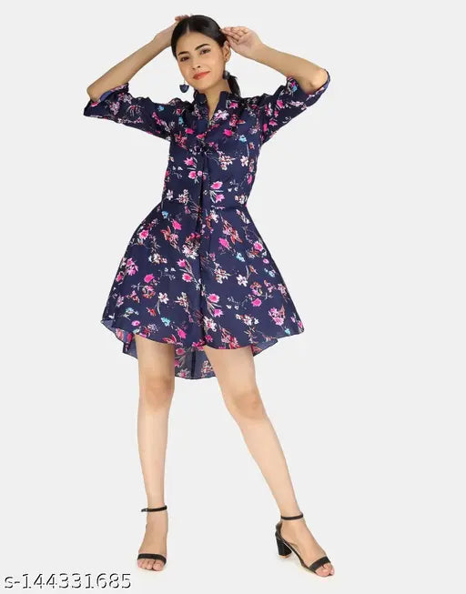 Nature Craft Floral Printed A-line dress for women