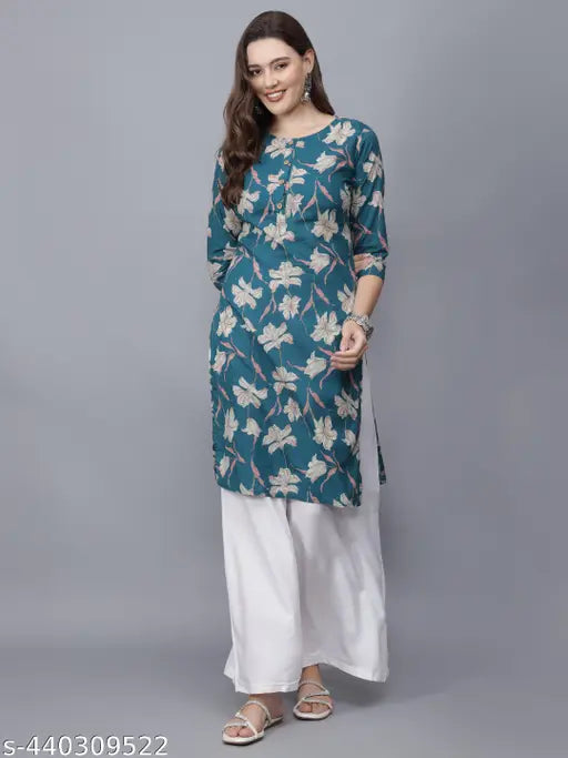 Women Floral Print Pure Cotton Straight Kurta