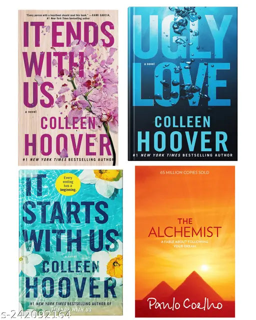 IT END WITH US BY COLLEEN HOOVER  + IT STARTS WITH US BY COLLEEN HOOVER  + UGLY LOVE   BY COLLEEN   HOOVER + THE ALCHEMIST BY PAULO COELHO
