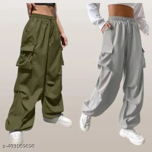 Women stylish ns cargo pants combo pack of 2