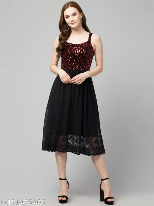 Trendy Sequinned Mesh Dress / Sequin Tassel Mesh Perspective Party dress