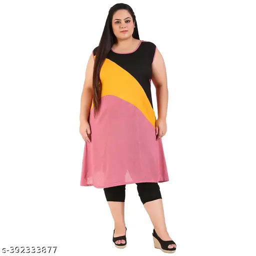 FAZZN Plus Size Customizable Sleeveless Rayon Kurti