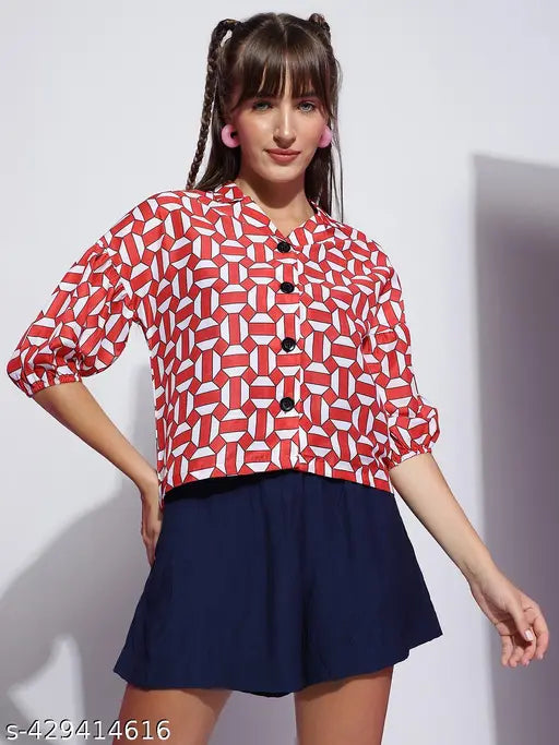 Women's Poly Rayon Checks Printed Resort Shirt