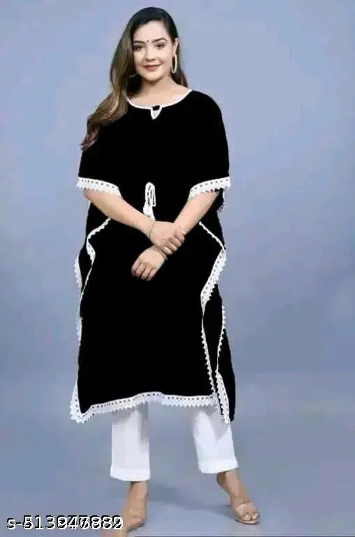 women solid kaftan fit and flare dress