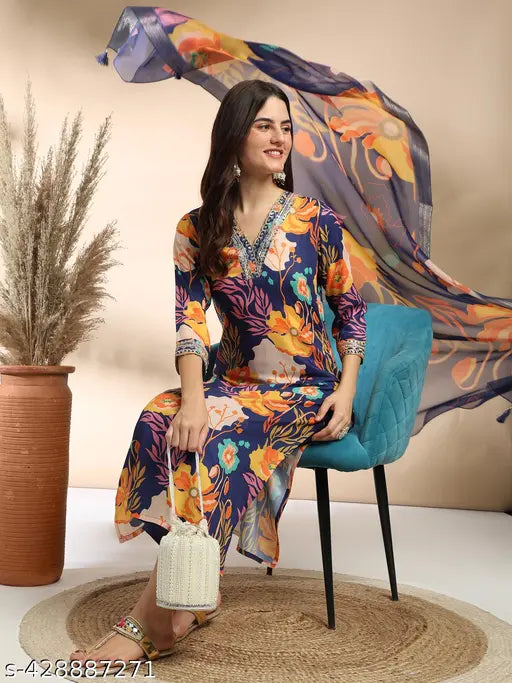 Women's Printed Kurta & Pant with Dupatta set