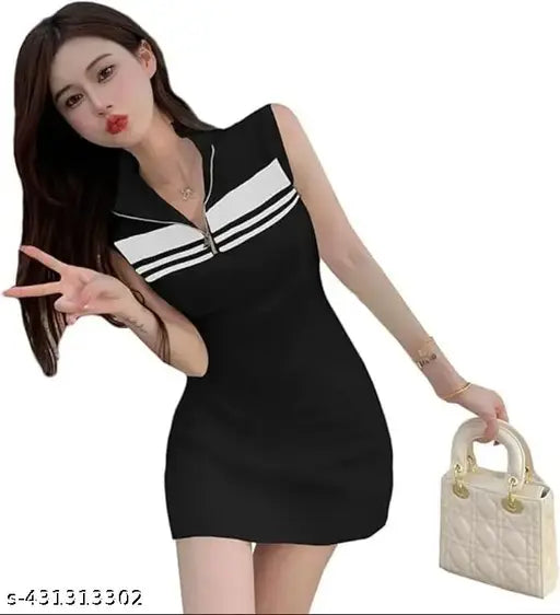 Stylish bodycon for girls and womens black line