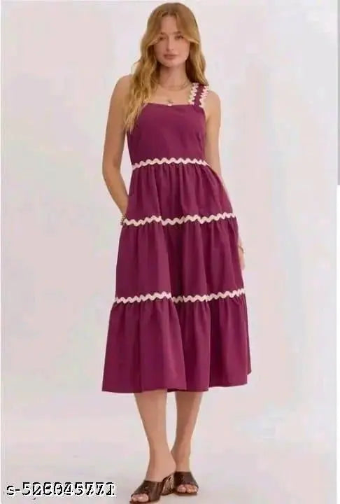 Women solid sleeveless fit and flare dress