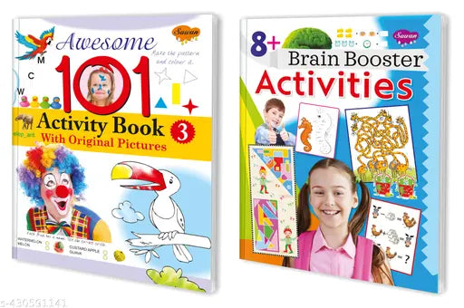 Awesome 101 Activity Book–3 and 8+ Brain Booster Activities book for kids : Educational books for kids  Activity books for kids  Learning books for kids - Set of 2 Activity Books for kids.