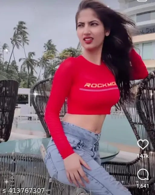 TRENDY LONG SLEEVE TOP RED
