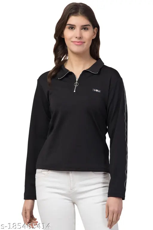 Women Girls Casual Sleeves Solid T-shirt