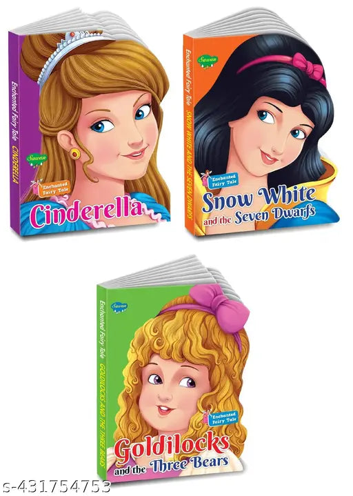 Die Cut Enchanted Fairy Tale Cinderella  Snow white and the Seven Dwarfs and Goldilocks and the three Bears books for kids : Die cut books for kids  Board books for kids  Learning Board books for kids - Set of 3 Fairy Tale Board Books for kids
