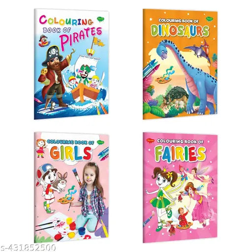 Colouring Book of Pirates  Dinosaurs  Girls and Fairies book for kids : Colouring book for kids  Colouring Activity books for kids  Children colouring book - Set of 4 colouring book for kids.