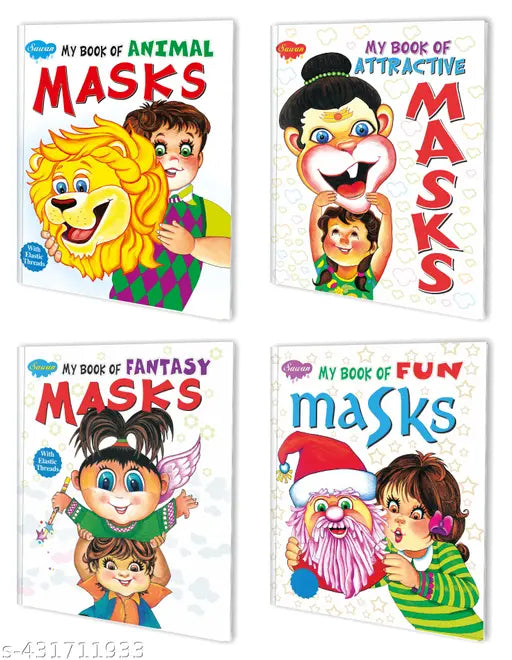My Book of Fun Masks  Attractive Masks  Animal Masks and Fantasy Masks books for kids : Masks books for kids  Fun Mask books for kids  children mask book - Set of 4 masks books for kids