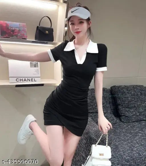 STYLISH BODYCON COLLAR DRESS FOR GIRLS AND WOMENS.