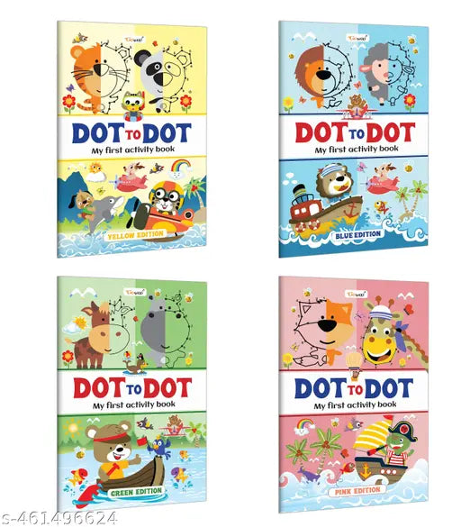 My First Activity Book - Dot to Dot (Blue  Green  Pink and Yellow Edition) : Fun Activities and Exercise for Kids & Children  Kids activity workbook  Children’s learning book -Pack of 4 Activity books