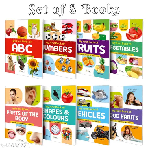 My First Picture Book Collection For Early Learning With 8 Topics (Waterproof  Dust-Resistant  Big Fonts  Laminated  Realistic Pictures) - Gift Set For Kids