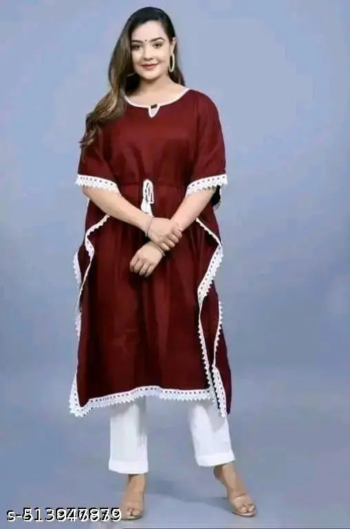 women solid kaftan fit and flare dress