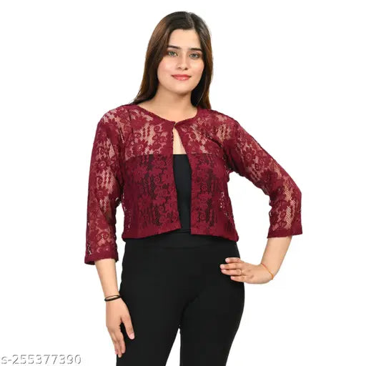 Woman Stylish Short Net Shrug