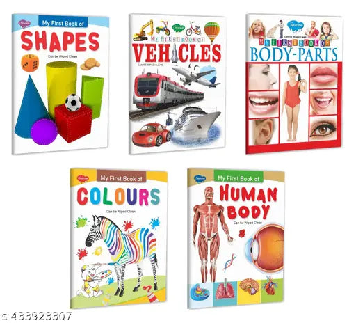 My First Book of Shapes  My First Book of Vehicles  My First Book of Human Body  My First Book of Colours and My First Book of Body Parts Picture Book : First Book for Toddlers  Kids Learning Books  Early Learning Book - Set of 5 My First Book.