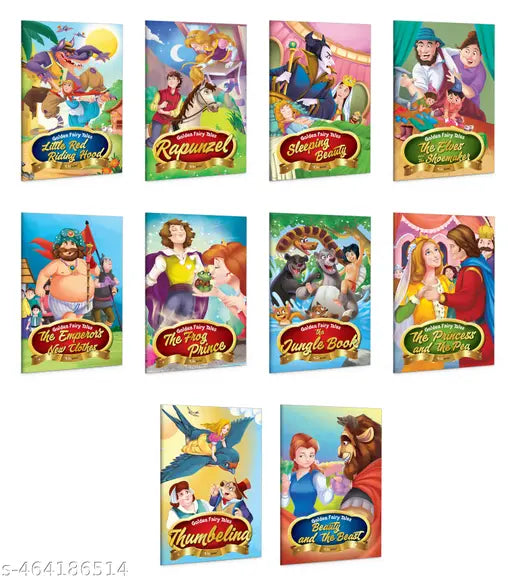 Golden Fairy Tales : A Magical Collection of Timeless Stories for Children - Fairy Tales for Toddlers  Bedtime Story books  Educational fun learning storybook - Pack of 10 Books