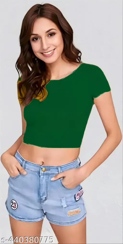 Soft Fabric Round Neck Simple Short Sleeve Fashionable Top For Woman