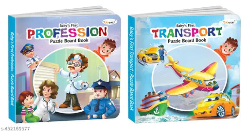 Baby's First Profession and Transport Puzzle Board Book : Kids learning board book  Puzzle book for young learners  Toddler puzzle activity book  Self-Correcting Puzzle Book - Pack of 2 Puzzle board books