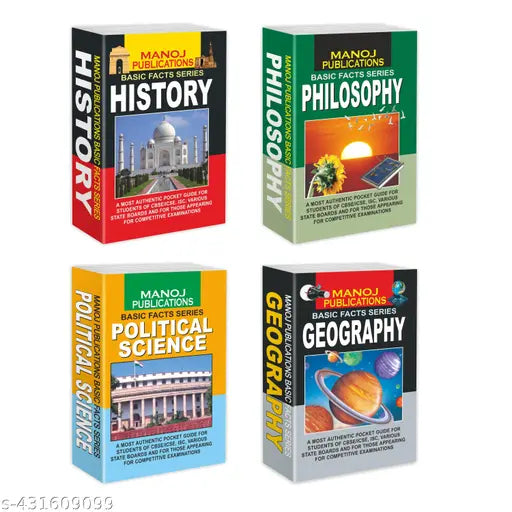 History  Philosophy  Political Science and Geography Basic Facts Series Combo for Arts Students : Basic Facts Books  Arts Student Basic Facts Books  Learning Book  Besic learning book - Combo of 4 Basic Facts Books.