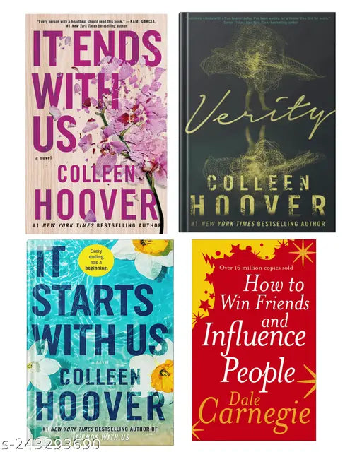 IT END WITH US BY COLLEEN HOOVER  + IT STARTS WITH US BY COLLEEN HOOVER  + VERITY BY COLLEEN HOOVER + HOW TO WIN FRIENDS AND INFLUENCE PEOPLE BY DALE CARNEGIE