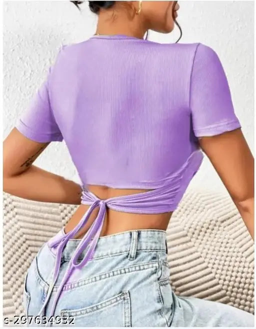 Round Neck Back String Top