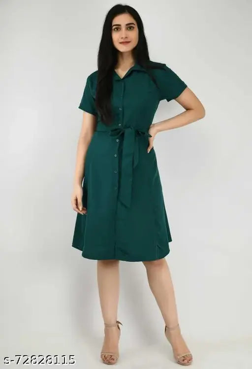 WOMEN'S SOLID SAFARI DRESS