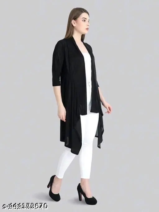 HF plain black malai long shrug