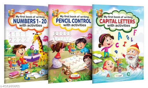 My First Book of Writing Numbers 1-20  Pencil Control and Capital Letters with activities : Educational writing book   Patterns Practice book for kids  Activity book for kids - Pack of 3 Writing Activity books