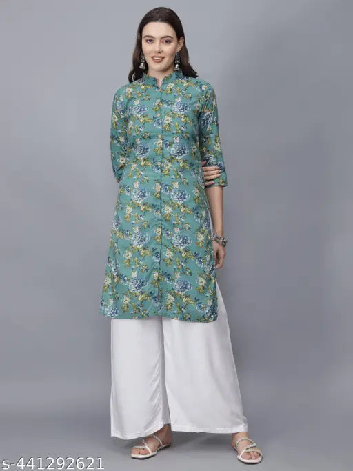 Women Floral Print Pure Cotton Straight Kurta